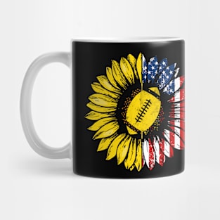 Sunflower American Flag Rugby Lover Gifts 4th Of July Mug